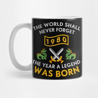 1980 The Year A Legend Was Born Dragons and Swords Design (Light) Mug